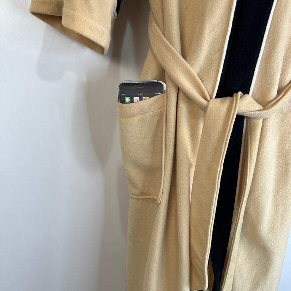 Vintage 80s After All Velour Robe Neutral Browns - Picture 6 of 8